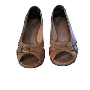Brown Peep-Toe Flats